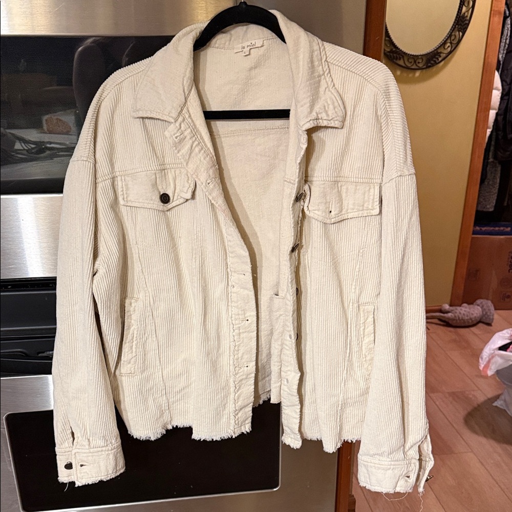 LA MIEL Cream Corduroy Jean Jacket